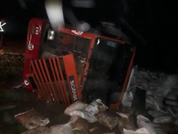Juan León Mallorquín: Volcó camión repleto de balanceado